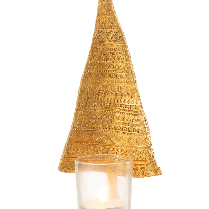 J-Line kaarshouder Kerstboom - kunststof - goud - large