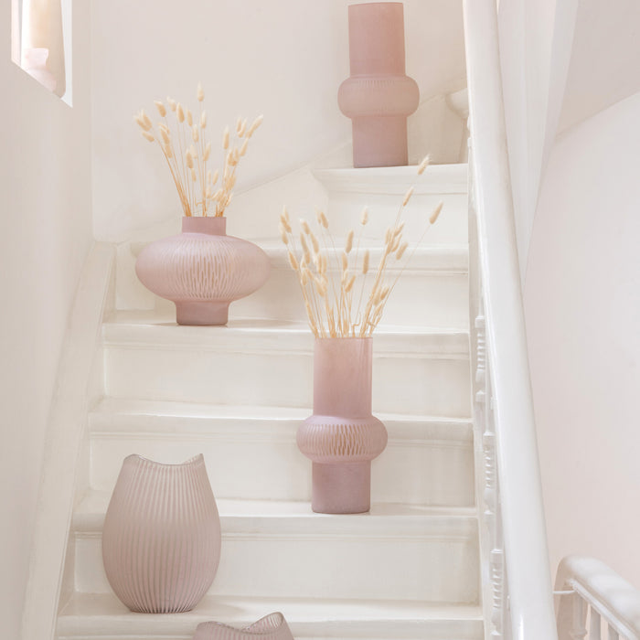 J-Line vaas Streep - glas - lichtroze - large - Ø 19.5 cm