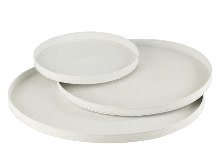 J-Line plateau Rond Klassiek - ijzer - wit - large