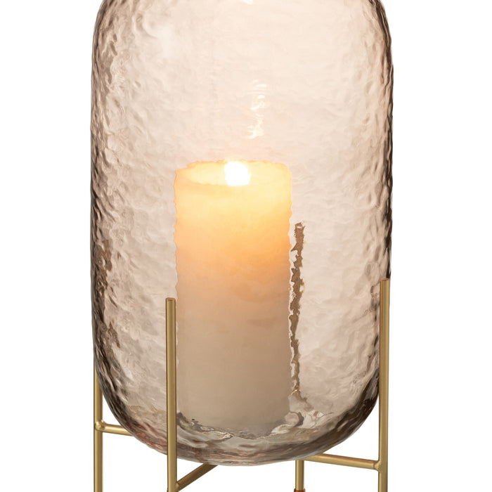 J-Line vaas Rond Op Voet - glas - bruin|goud - large - 36.5 cm hoog