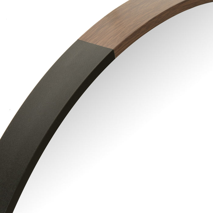 J-Line spiegel Rond - metaal|hout - zwart - small - Ø 40 cm