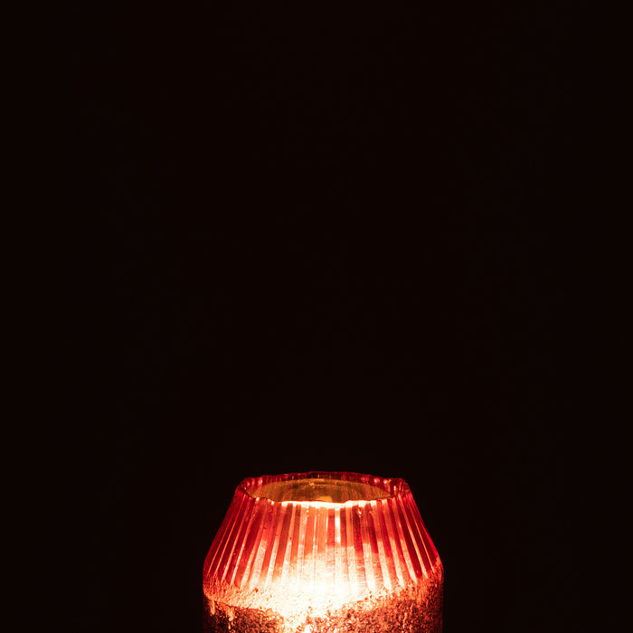 J-Line Theelichthouder Conisch Glas Rood Small
