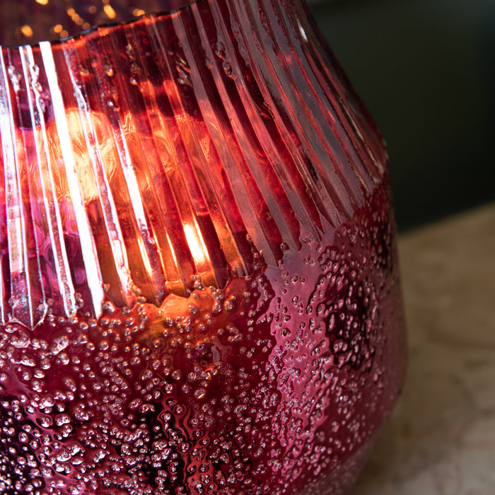 J-Line Theelichthouder Conisch Glas Rood Small