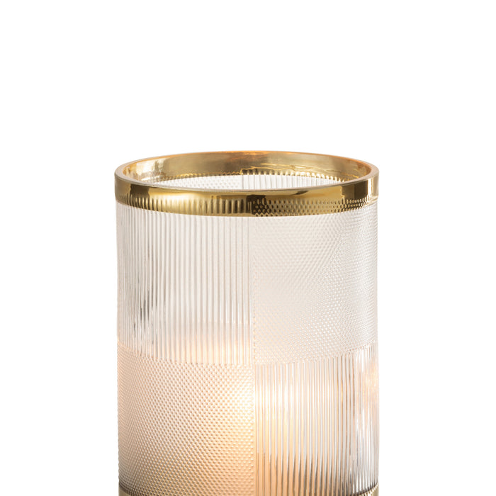 J-Line vaas Cylinder Motief - glas - transparant|goud - small