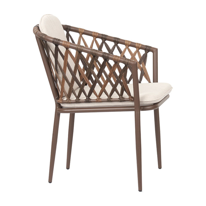 Lisomme Noor rotan tuinstoel bruin - met beige zitkussens