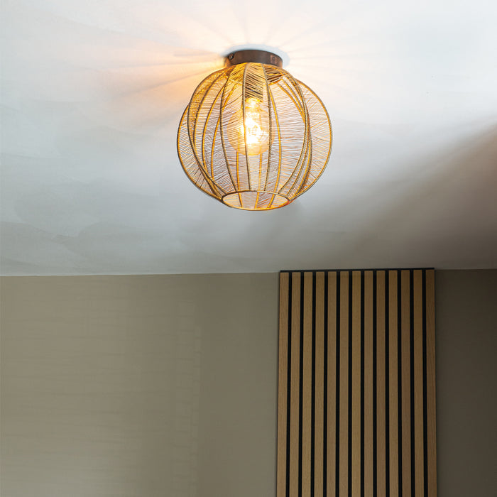 QAZQA Industriële plafondlamp brons met zwart - Dong