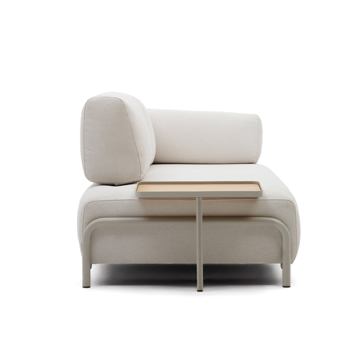 Kave Home - Compo-3-zitsbank van grijze chenille, groot eikenfineer