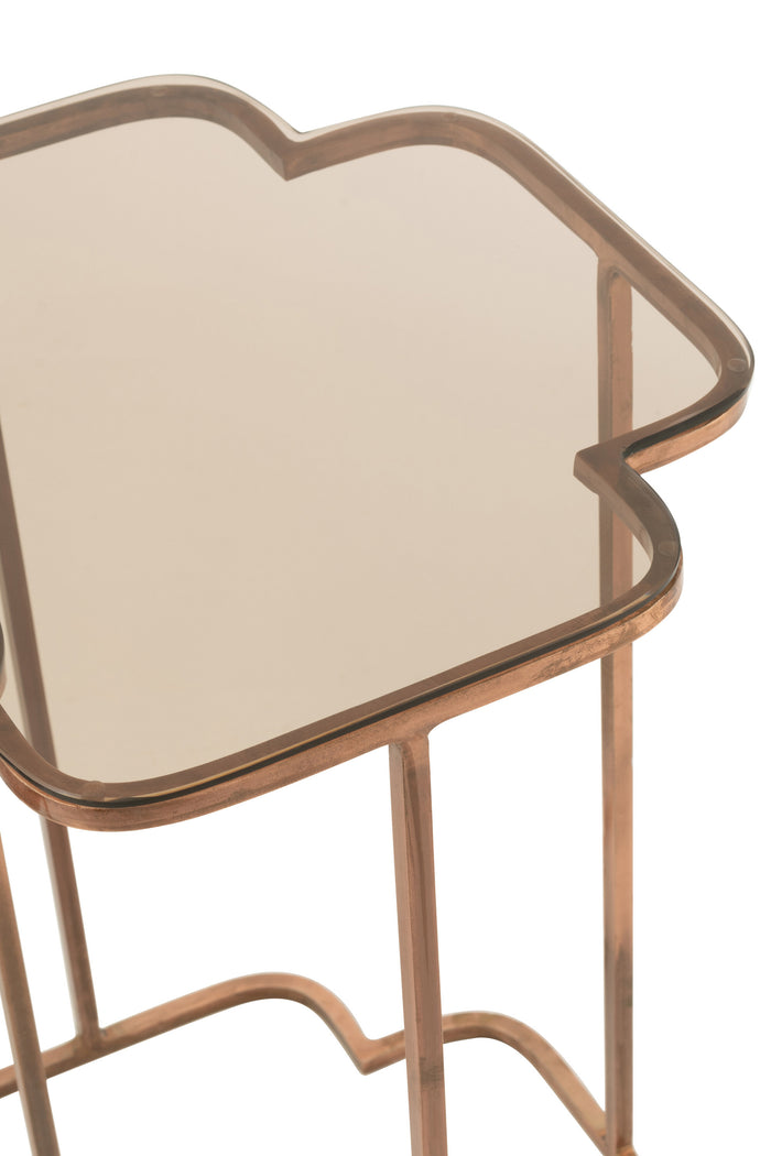 J-Line bijzettafel Ones - metaal - koper - 2 stuks