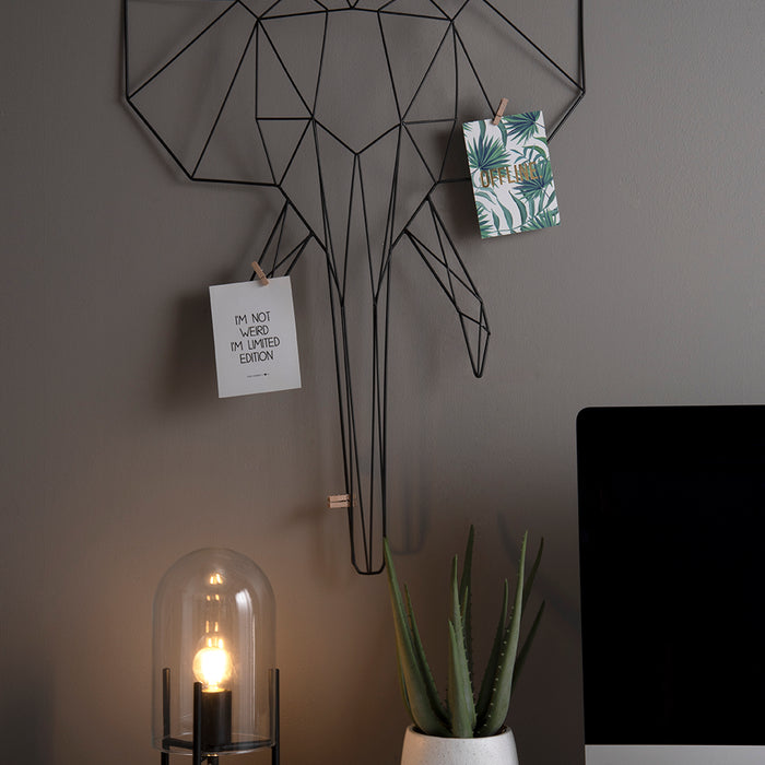 Leitmotiv - Tafellamp Glass Bell - Helder, Zwart frame - 30x16cm