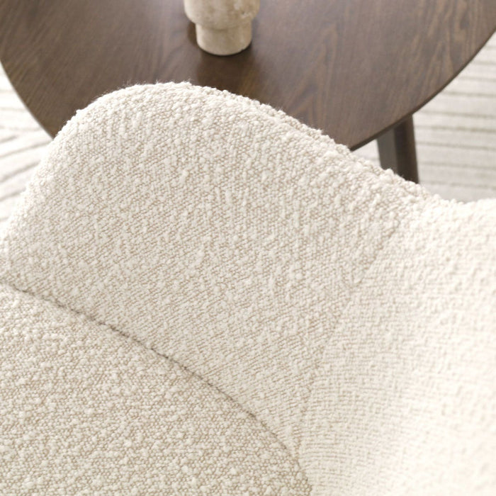 Nolon Nora-Mare Eetkamerstoel Bouclé Beige - Armleuning - Zwarte Poten