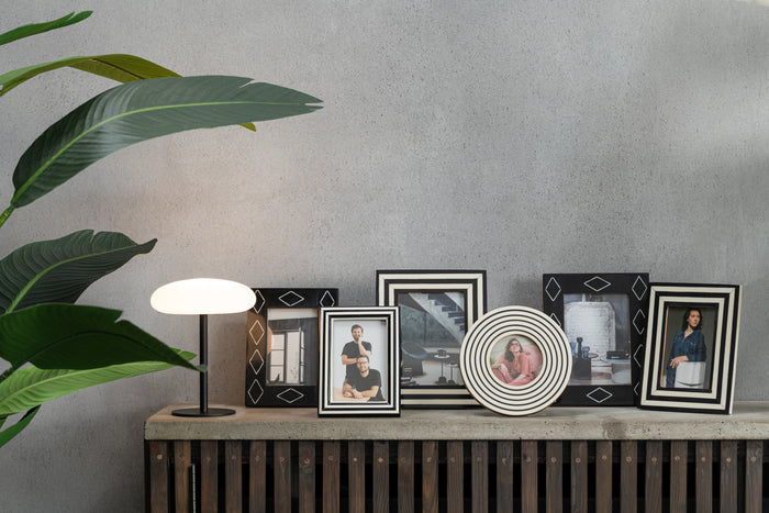 J-Line fotolijst Rechthoek Patroon - kunststof - zwart|wit - small