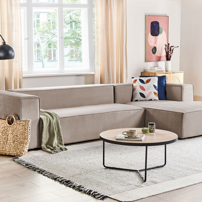 Beliani - VERNON - Hoekbank 3-zits - Taupe - Linkszijdig - Polyester