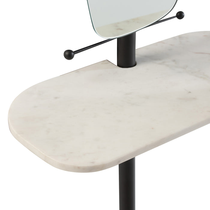 J-Line spiegel + muurplank Marmer - ijzer|glas - wit|zwart - 185 cm hoog