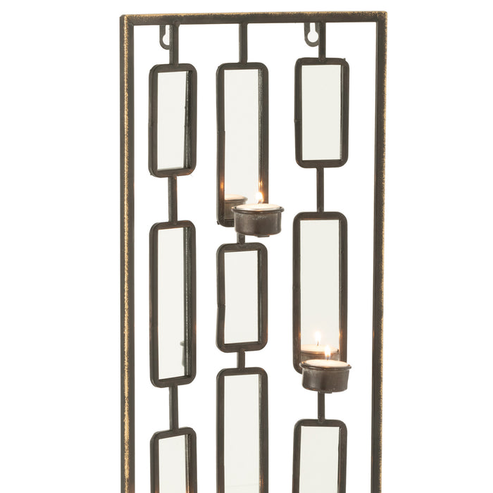 J-Line wanddecoratie Theelichthouder - metaal|glas - grijs - small