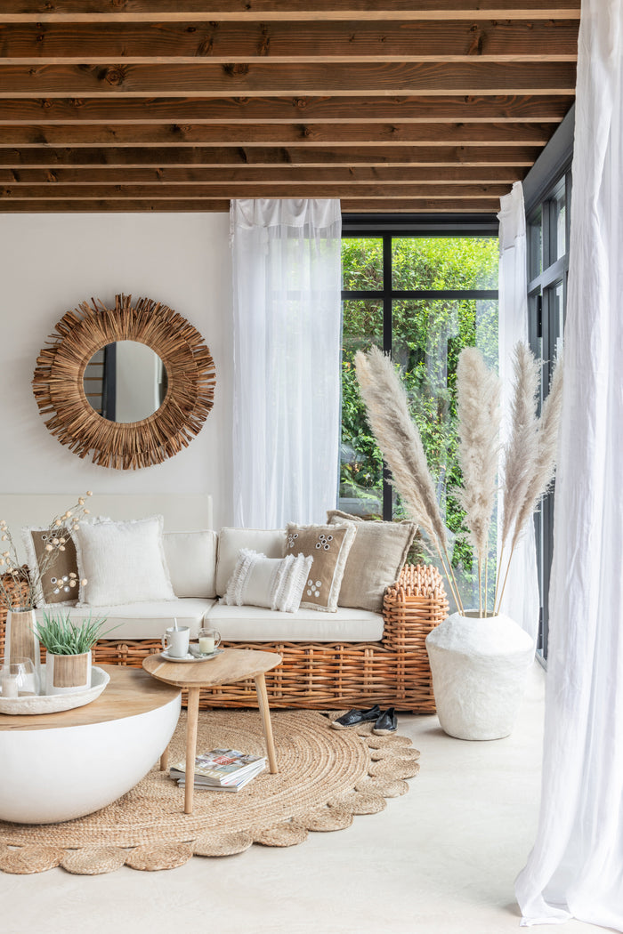 J-Line spiegel Maurice Rond - jute - bruin - large - Ø 104 cm