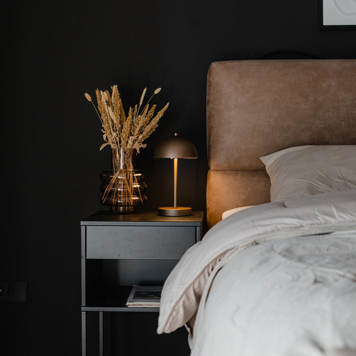 QAZQA Buiten tafellamp mushroom donkerbrons oplaadbaar - Keira