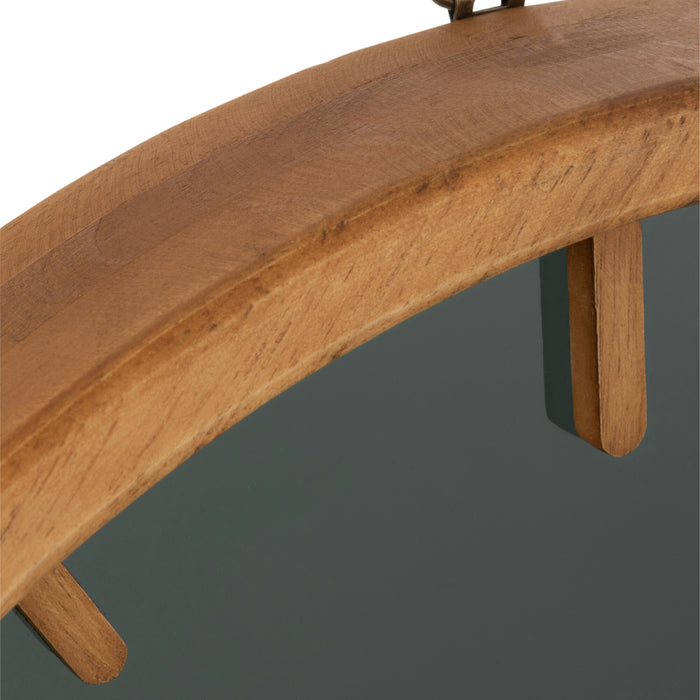 J-Line klok Rond - hout|glas - bruin|zwart - Ø 40 cm