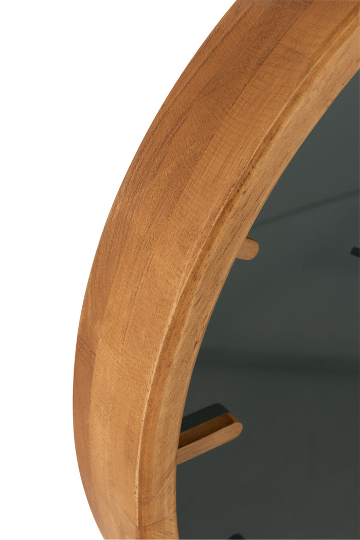 J-Line klok Rond - hout|glas - bruin|zwart - Ø 40 cm