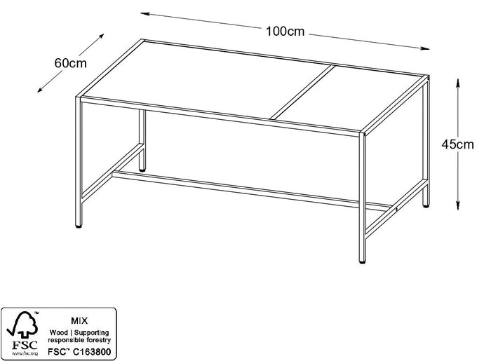 Giga Living - Salontafel Naturel & Zwart - 57x100x45cm