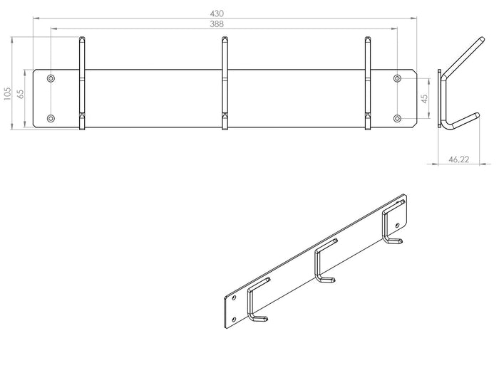 Gorillz Mystiek Three - Wandkapstok - 6 Kapstok haken - Zwart