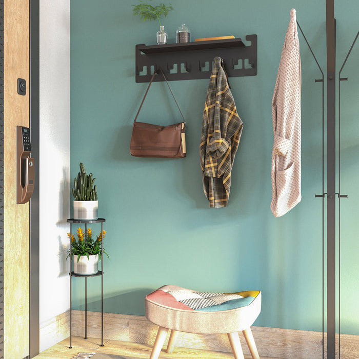 Gorillz Area Wandkapstok met Hoedenplank - Kapstok met 8 Haken - Zwart