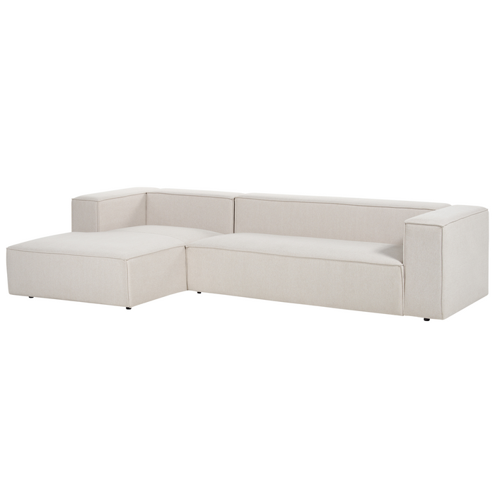 Beliani-VERNON-Hoekbank 3-zits-Lichtbeige-Rechtszijdig-Polyester