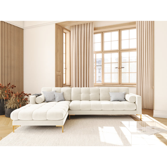Cosmopolitan Design Bali Hoekbank met Chaise Longue Links - Lichtbeige / Goud