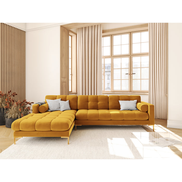 Cosmopolitan Design Bali Hoekbank met Chaise Longue Links - Okergeel / Goud