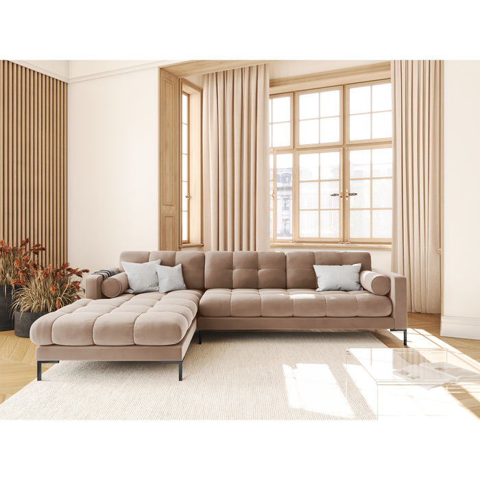 Cosmopolitan Design Bali Hoekbank met Chaise Longue Links - Taupe / Zwart