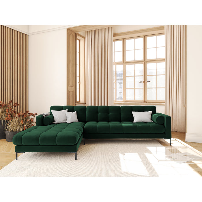 Cosmopolitan Design Bali Hoekbank met Chaise Longue Links - Flessengroen / Zwart