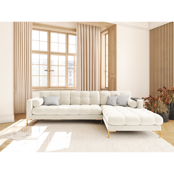 Cosmopolitan Design Bali Hoekbank met Chaise Longue Rechts - Lichtbeige / Goud