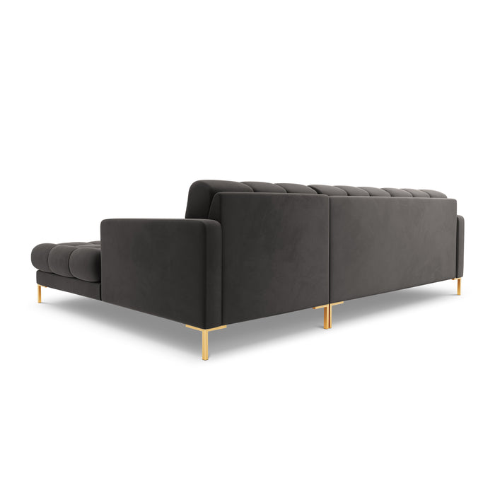 Cosmopolitan Design Bali Hoekbank met Chaise Longue Rechts - Donkergrijs / Goud