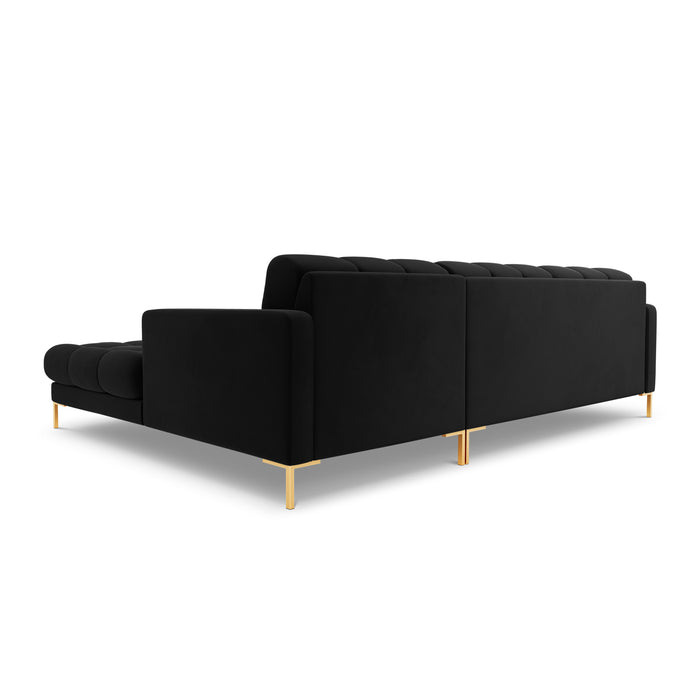 Cosmopolitan Design Bali Hoekbank met Chaise Longue Rechts - Zwart / Goud