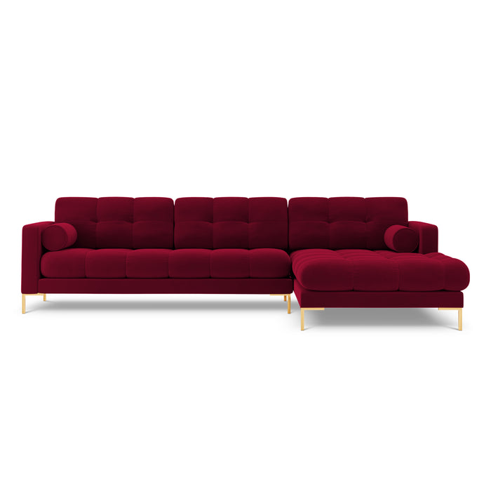 Cosmopolitan Design Bali Hoekbank met Chaise Longue Rechts - Wijnrood / Goud