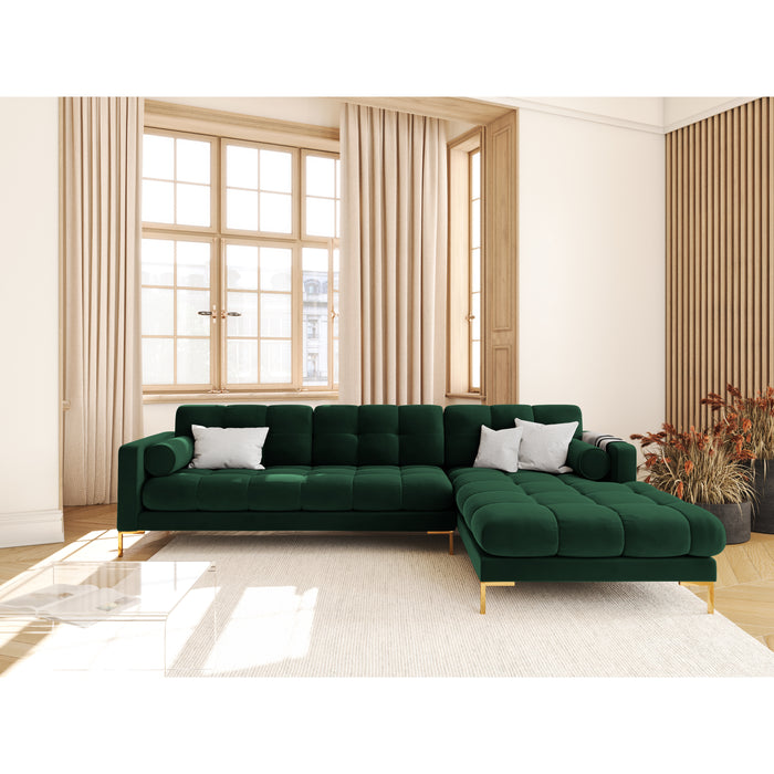 Cosmopolitan Design Bali Hoekbank met Chaise Longue Rechts - Flessengroen / Goud
