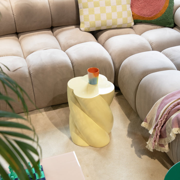 &k amsterdam x fonQ Pillar Marshmallow Bijzettafel H 40 cm - Pastel Geel