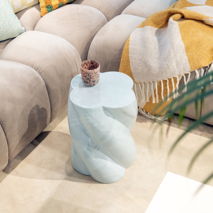 &k amsterdam x fonQ Pillar Marshmallow Bijzettafel H 40 cm - Lichtblauw