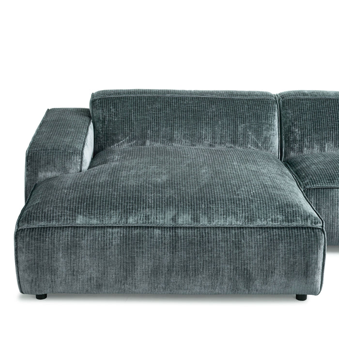by fonQ Chunky Hoekbank met Chaise Longue Links - Rib - Teal