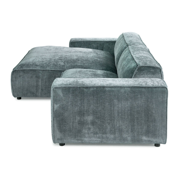 by fonQ Chunky Hoekbank met Chaise Longue Links - Rib - Teal