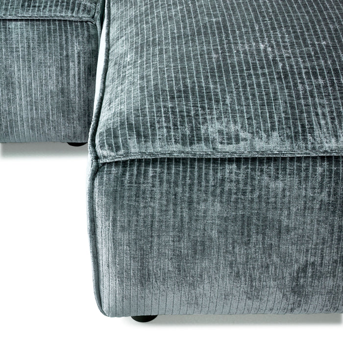 by fonQ Chunky Hoekbank met Chaise Longue Rechts - Rib - Teal