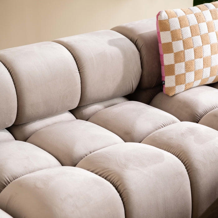 Milo Casa Tropea Modulaire Modulaire 3-zitsbank met Hocker - Lichtbeige