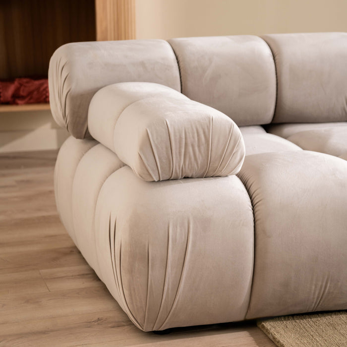 Milo Casa Tropea Modulaire Modulaire 3-zitsbank met Hocker - Lichtbeige