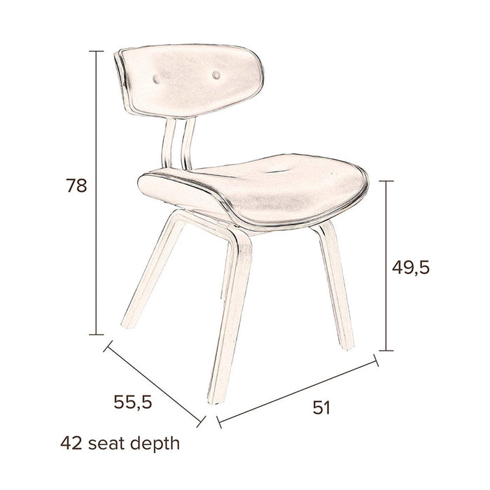 Dutchbone Blackwood Stoel - Donkerbruin Onderstel - Zwart Kunstleer