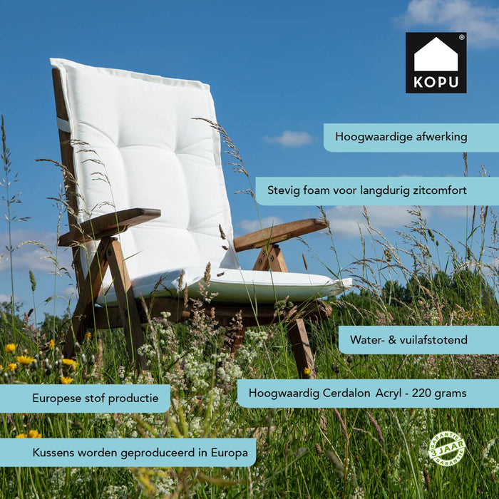 Kopu® Mila Grey - Comfortabel Tuinkussen met Hoge Rug - Grijs
