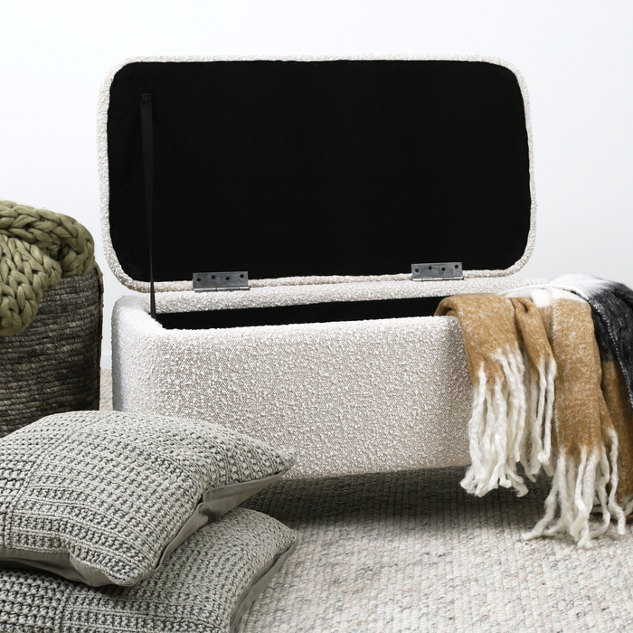 Nolon Julia Bankje Bouclé Beige - met Opbergruimte