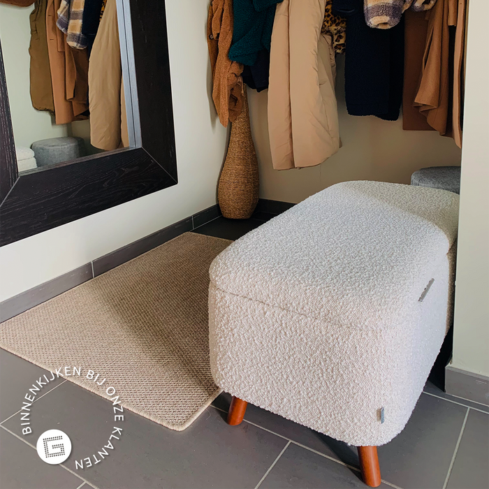 Nolon Julia Bankje Bouclé Beige - met Opbergruimte
