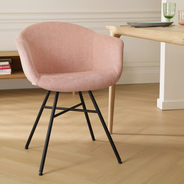 Nolon Noa-Otis Eetkamerstoel Zacht Roze - met Armleuning - Zwart