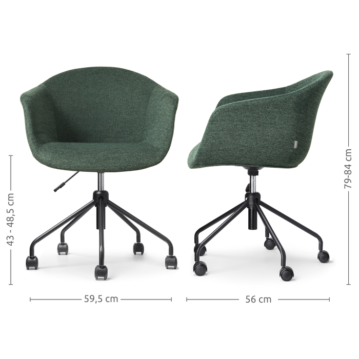 Nolon Nout-Otis Bureaustoel Donkergroen - Armleuningen - Zwart