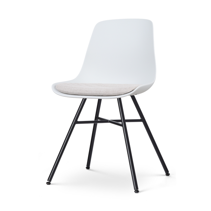 Nolon Noa-Liv Eetkamerstoel Wit - Beige Kussen - Zwart Onderstel