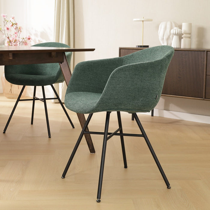 Nolon Noa-Otis Eetkamerstoel Donkergroen - met Armleuning - Zwart